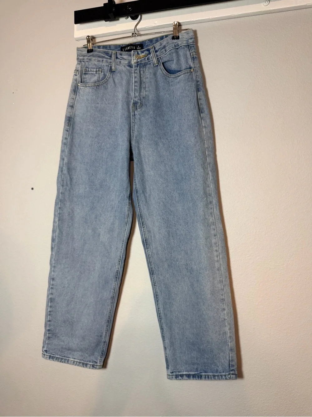 Lioness High Rise Straight Leg Jeans Size 4 Light Wash Cropped 90s Vintage Style